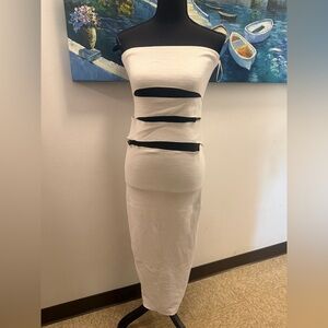 Zara Strapless Cream Cut-Out Dress